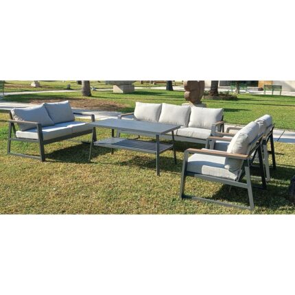 Outdoor Sofa Set Furniture 7491-7 Grey+Cush Grey