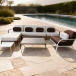 Corner+2tables +Armchair Mowee Xaloc Brown & White