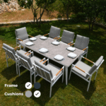 Outd Dining Set CC 1+8 C-J24002 White + Cush White