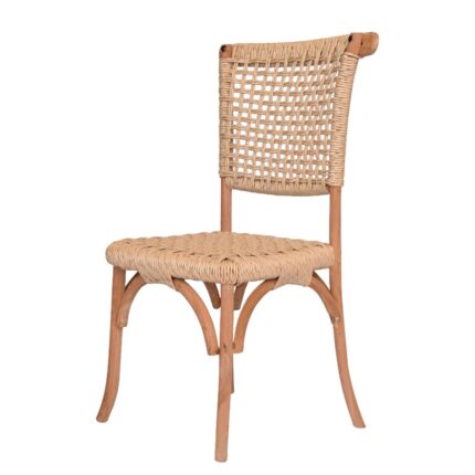 Set Of 2 Chairs DI DF18-RT01 Natural Wood & Rattan