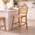 Set Of 2 Bar Chairs DI DF23-53 Natural Wood&Rattan
