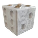 Candle Holder RA Wood Dice White - Image 2