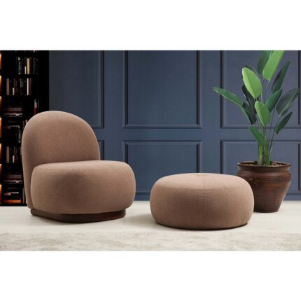 Armchair AT TINA With Stool Beige 1022