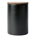 Canister Aida with Lid Raw Titanium Black Teak