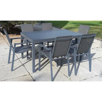 Outdoor Dining Set Furniture 4509/5049-6 Rect Grey