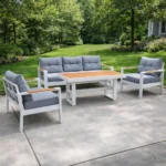 outd sofa set Furniture 190813-7H WHITE +CUSH GREY