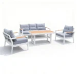 outd sofa set Furniture 190813-5H WHITE +CUSH GREY - Image 2