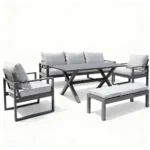 Outdoor Sofa Set Furniture 7402-5 Bench Full Grey - Image 2