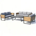 Outdoor Sofa Set Furniture 5059-8 Black+Cush Grey - Image 2