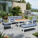 Outd Sofa Set Furniture 190813-5H-BENCH White+Grey