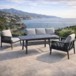 Outdoor Sofa Set Furniture 7586-5 Black+Cush Grey