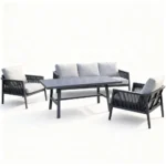 Outdoor Sofa Set Furniture 7586-5 Black+Cush Grey - Image 2