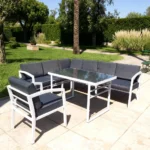 Outd Sofa Set Furniture 3019 White + Cushion Grey