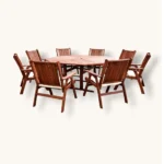 Outd Dining Set Furniture 124/225Wooden+Cush Beige - Image 2