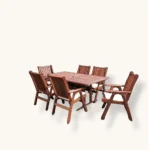 Outd Dining Set Furniture 129/225Wooden+Cush Beige