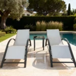 Sunlounger Furniture 1599 Grey Set Of 2 + Table - Image 2