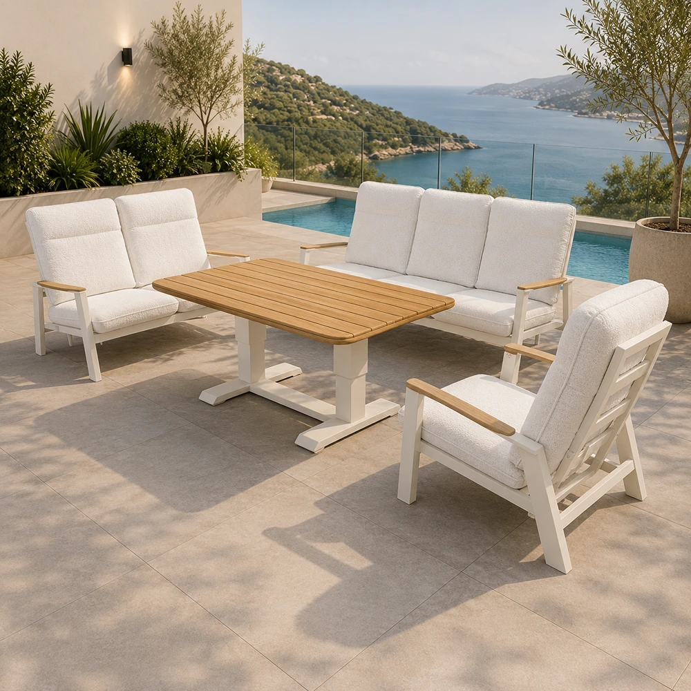 OUT-SFST-FUR-0001_0 Outdoor Sofa Set FF S28100 Beige-White - Image 1