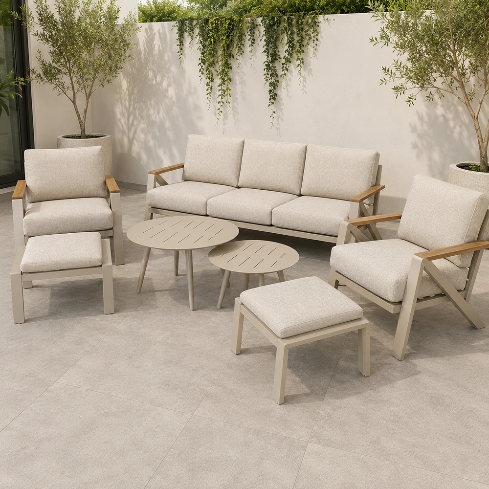 OUT-SFST-FUR-0039-Beige-Light Beige_0 Outdoor Sofa Set FF 9010 - Image 1