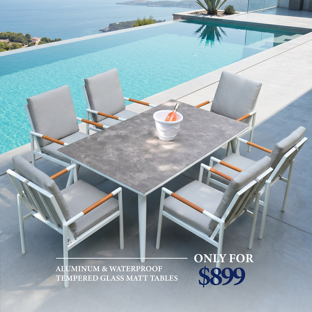 70102CC00002_0.png Outd Dining Set CC 1+6 C-J24002 White +Cush Grey - Image 1