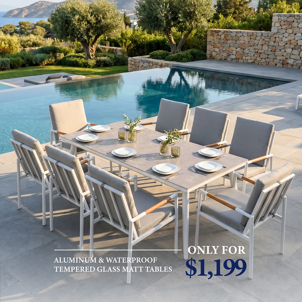 70102CC00003_0.png Outd Dining Set CC 1+8 C-J24002 White + Cush Grey - Image 1